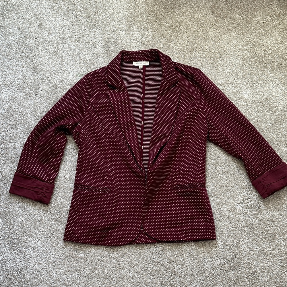 Skies Are Blue Maroon Textured Blazer